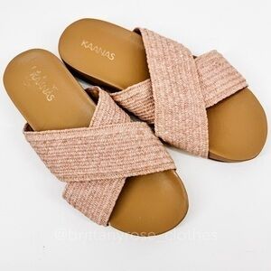 KAANAS Miri Cross-over Elastic Braid Pool Slide in Light Pink